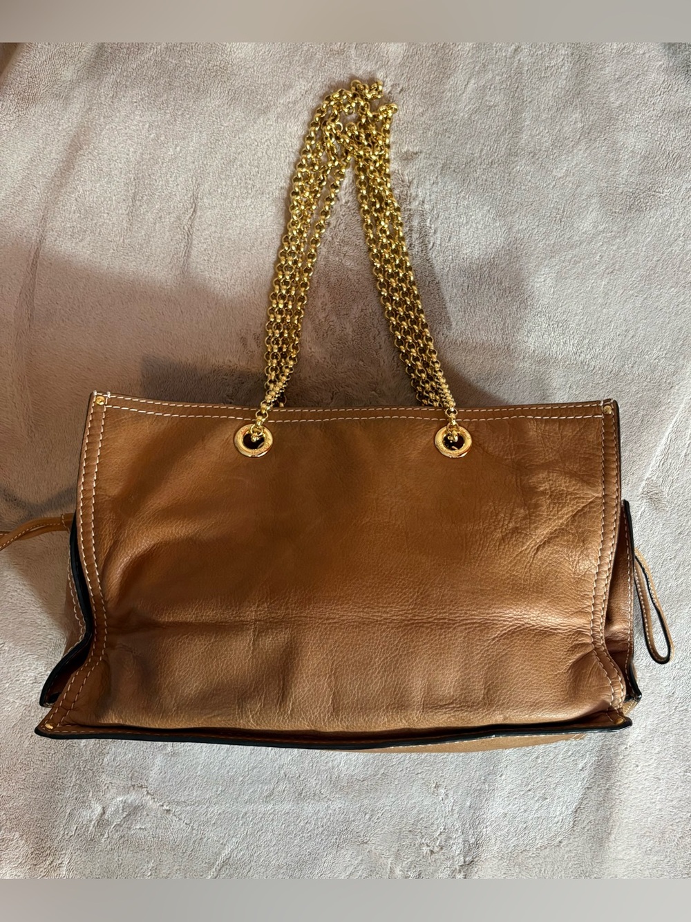 Loewe Leather Shopper Tote/King Tote with Gold Chain Handles - Picture 6 of 16